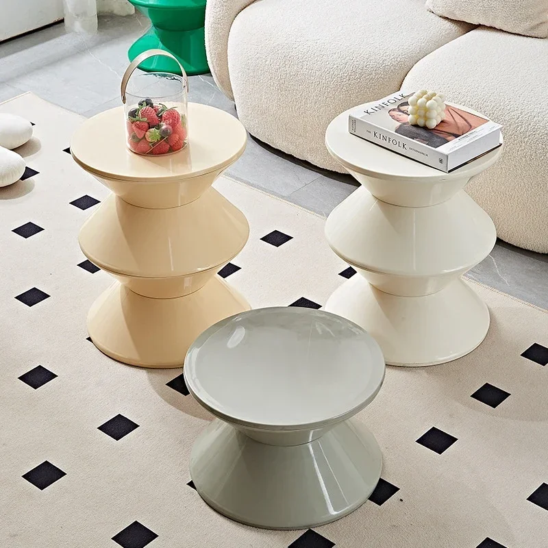 

A Plastic Nordic Living Room Sofa Side Tables Round Small Coffee Table Hallway Shoes Stool Balcony Desk Nightstands Furniture