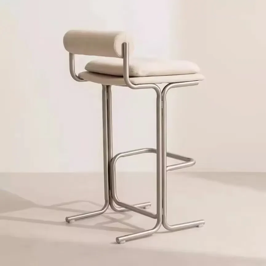 Designer Bar Chair Modern Simple Stainless Steel Home Island Chair Bar Chair Bauhaus Front Desk Reception Chair