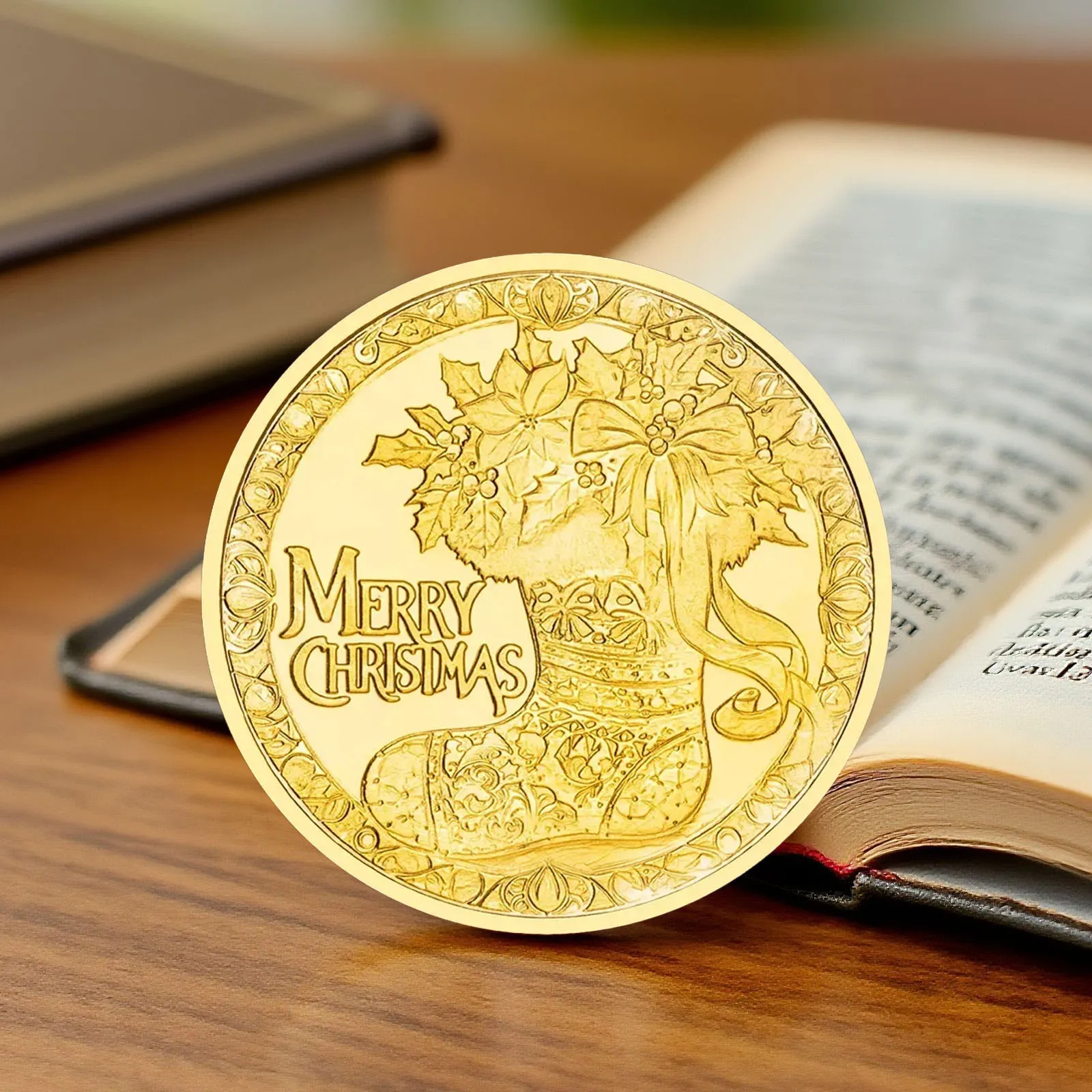 سانتا كلوز اللون النقش ميدالية عملة تذكارية عيد ميلاد سعيد عملات مطلية بالذهب هدية عيد الميلاد