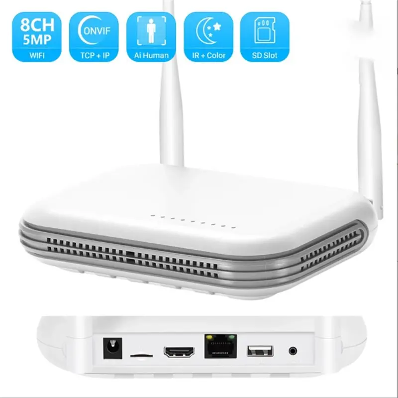 HOT!A72T For XMEYE For Icsee App Compatible Mini Wifi NVR 8CH H. 265 Network Video Recorder Featuring Face Detection EU Plug
