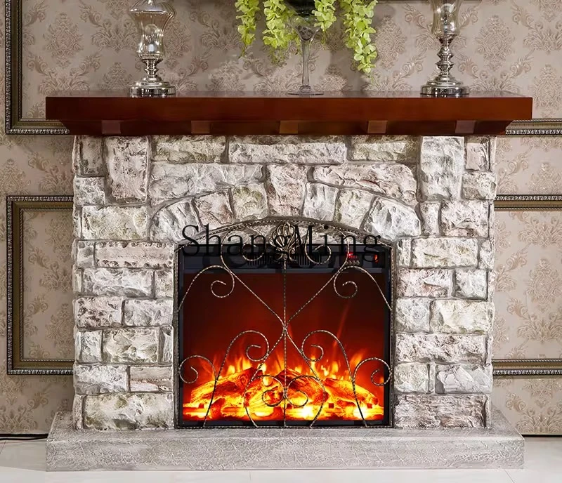 ZYY 石暖炉装飾キャビネットシミュレーション火災リビングルーム背景壁電気暖炉家庭用