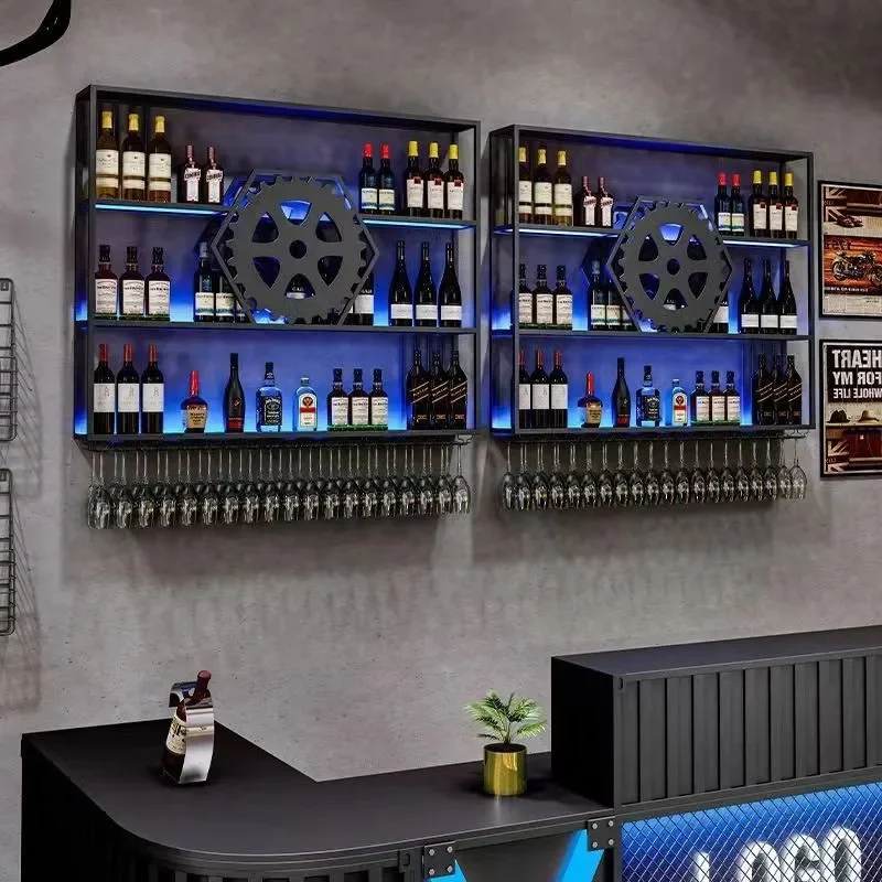 

Restaurant、shelves Alcohol Cabinet Drinks Wine Modern Wall Mounted Display Cabinet Space Saver Showcase Cantina Bar Furniture