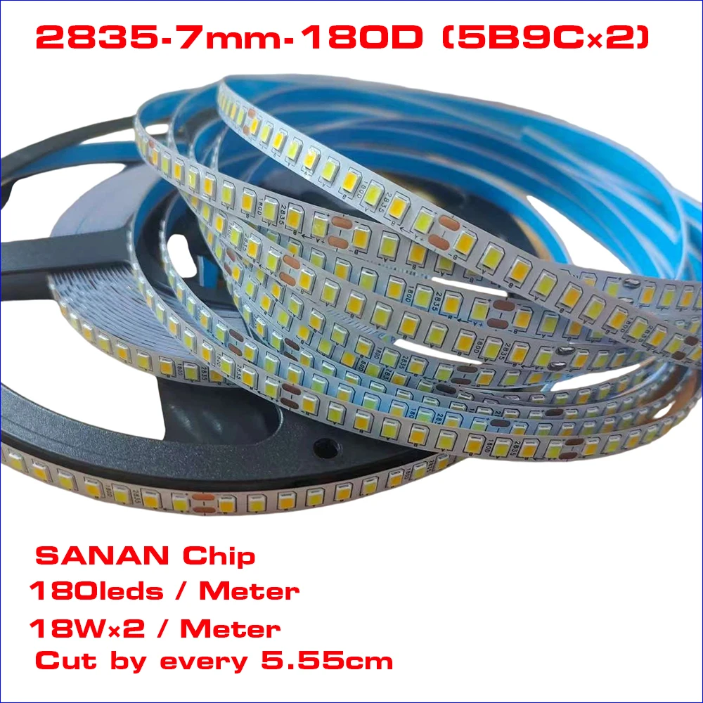 striscia-luminosa-a-corrente-costante-flessibile-a-led-da-5-m-chip-sanan-3-colori-2835-7mm-180d-5b9c-×-2-utilizzata-nella-luce-del-pannello-della-lampada-da-soffitto-del-lampadario