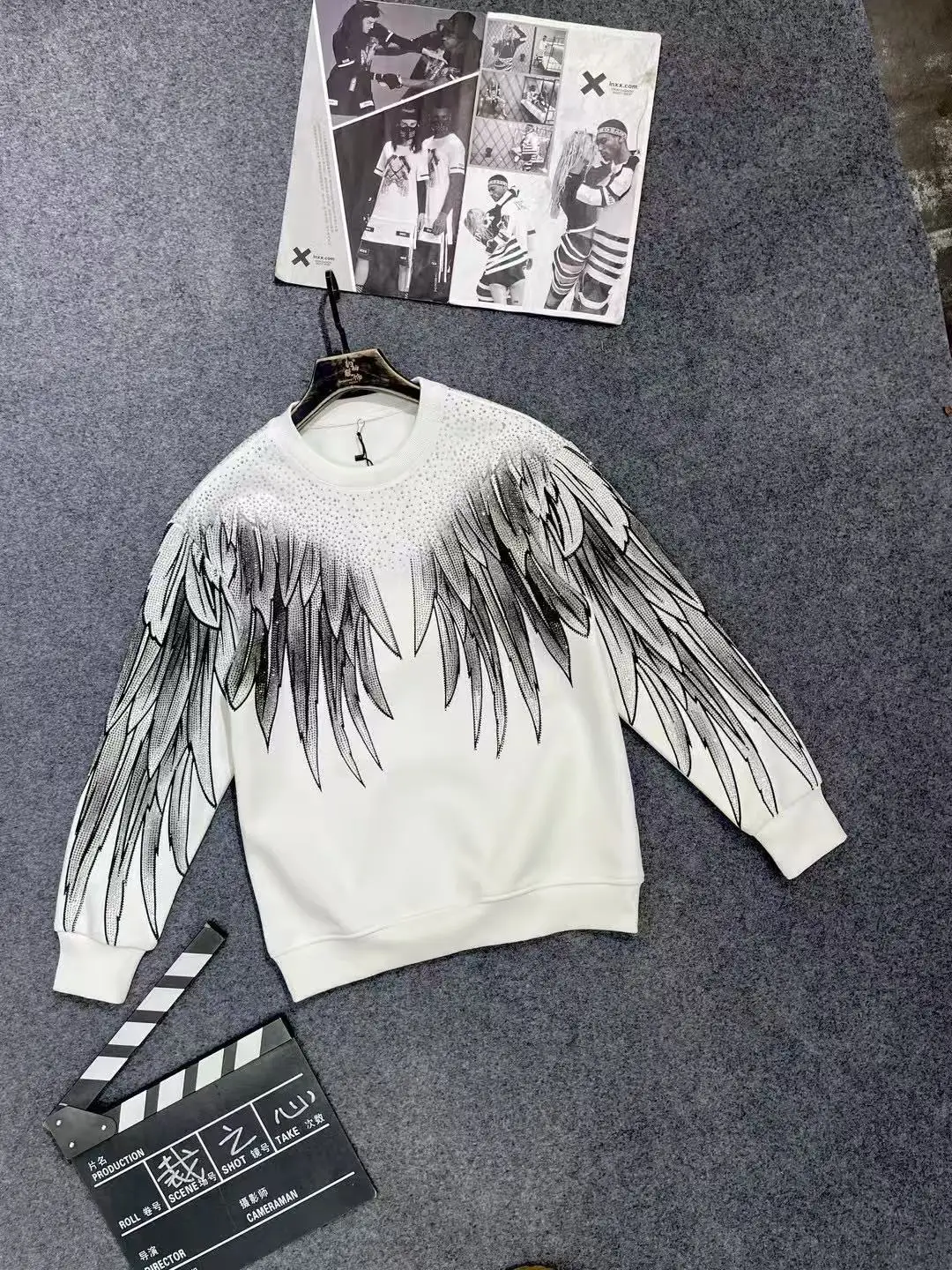 Heavy-duty Rhinestone Letter Trendy Sweatshirt Unisex 2025 New Fashion Loose Casual High-end Round Neck Long Sleeve Pullover