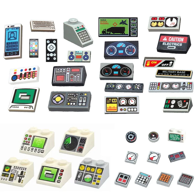 MOC ビルディングブロックプリントミニレンガフィギュア装飾コンピュータコントローラマシンモデルアクセサリー食品看板 DIY おもちゃ