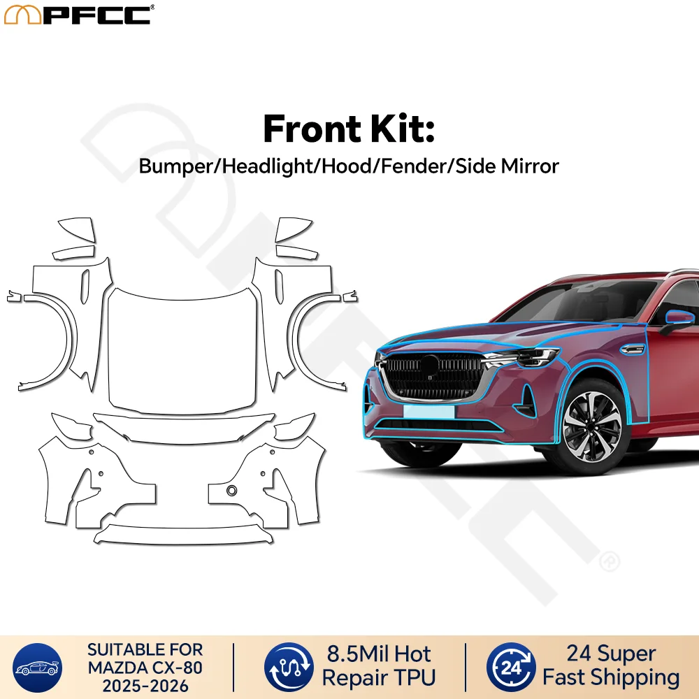 

Precut Front Hood Fender Kit For Mazda CX-80 2025 2026 TPU PPF Clear Paint Protective Film Self-Healing Gloss Self Healing Wrap