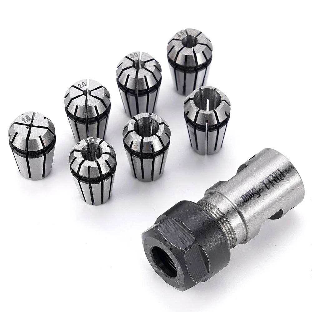 8 개/대 ER11A 5mm 스핀들 모터 척 연장로드 밀링 스프링 척 척 샤프트 시트 CNC 선반 조각 + 1-7mm ER11