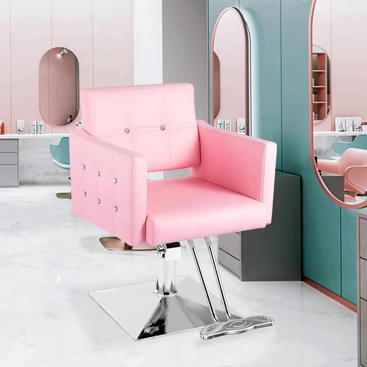 Pink Salon Chair for Hair Stylist,Barber Chari Hair Chair, Stylist Chair with Hydraulic Pump,360 Degrees Swivel,Beauty Equipment