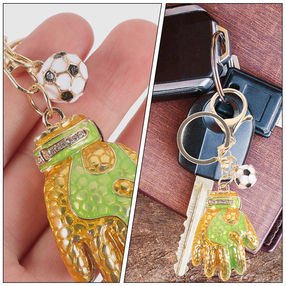 2 Pcs Car Key Pendant Hanging for Decoration Gloves Purse Chain Metal Football Goalkeeper Keychain