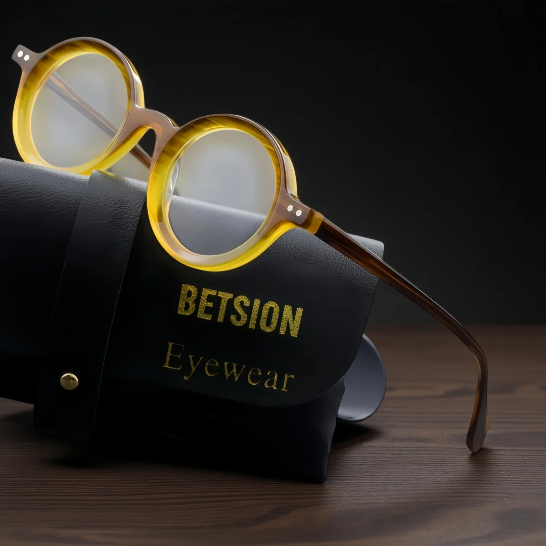 

BETSION Retro Round Acetate Eyeglasses Frame Vintage Full-Rim Reading Glasses Fashion Spectacles Eyewear Men Women #23101