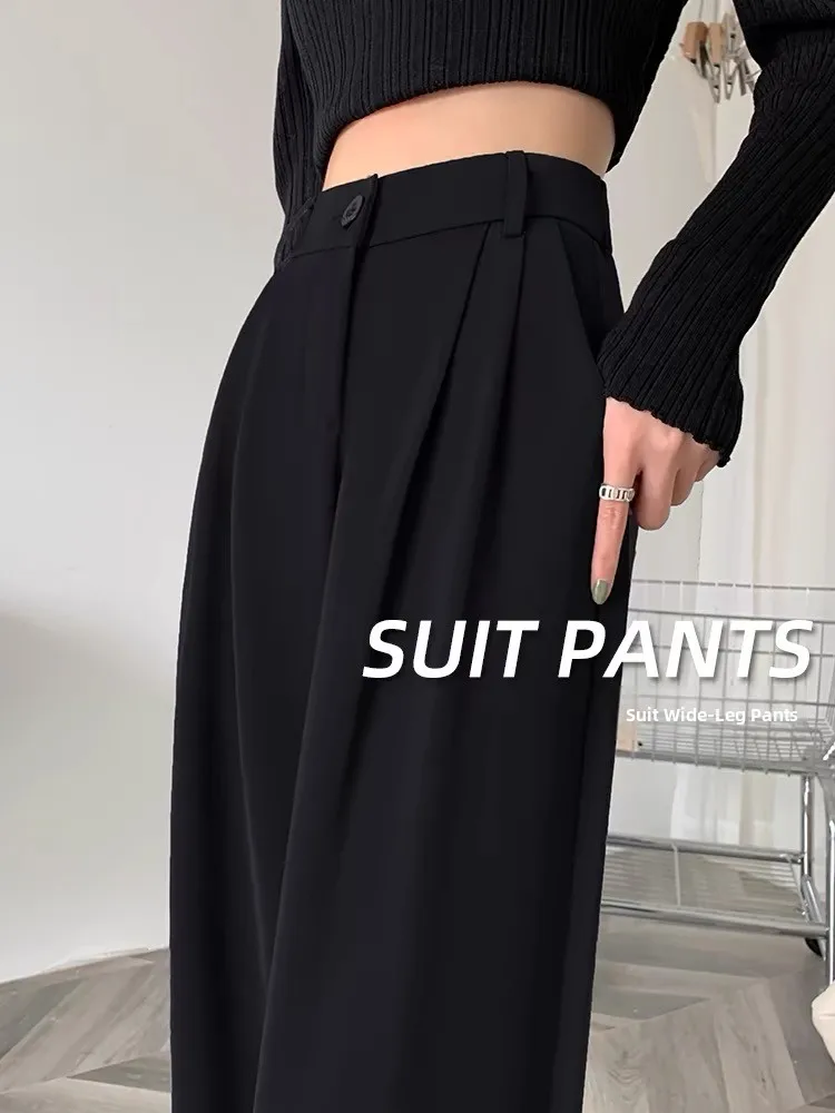 

Женские брюки Slim Fit с широкими штанинами, деловые, с высокой талией, для офиса, прямого кроя, летние, повседневные, модные, больших размеров