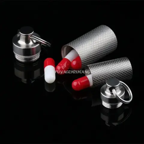 Portable Mini Titanium Alloy Sealed Capsule Waterproof Pill Box Travel Emergency Pendant EDC Medicine Tablet Container Organizer