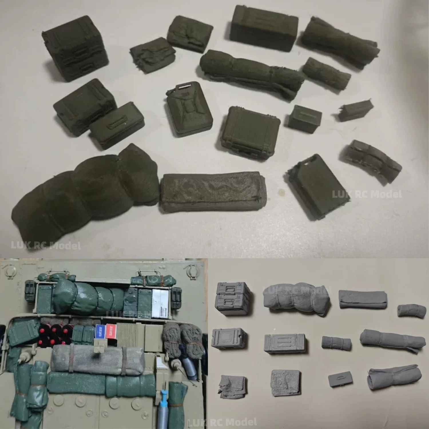 1/16 RC Tank HL Military Green 3D Decorative Accessories Plastic Parts DIY Static Toys Model M1A2 Leopar2A6  Tiger
