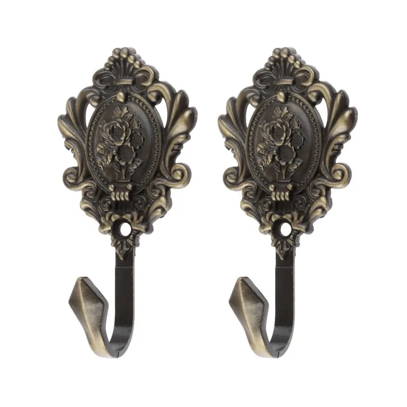 2pcs Vintage Curtain Tiebacks Hooks w/screw Wall Hanger Sunflower Pattern European Court Style Decor Home for Key Coat Hat Bag