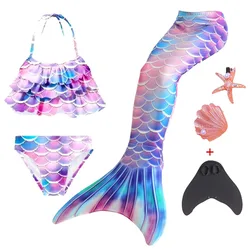 2024 Girls Tail Mermaid Tails Beach Costume Clothing With Monofins Bikini Swimming Cosplay Littli Mermaid Tail Children Swimwear