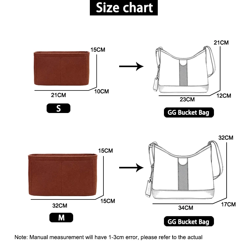 EverToner Felt Multi-pocket Insert Bag for G ophidia bucket bag large-capacity storage organizer accessories