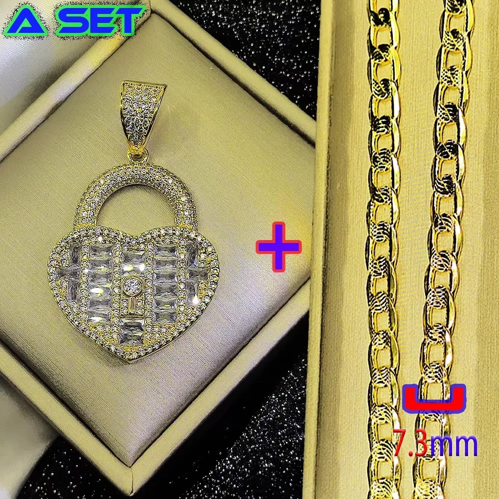 Newly designed and customized trendy brand gold-plated necklace, luxurious diamond inlaid pendant, hip-hop fashion decoration