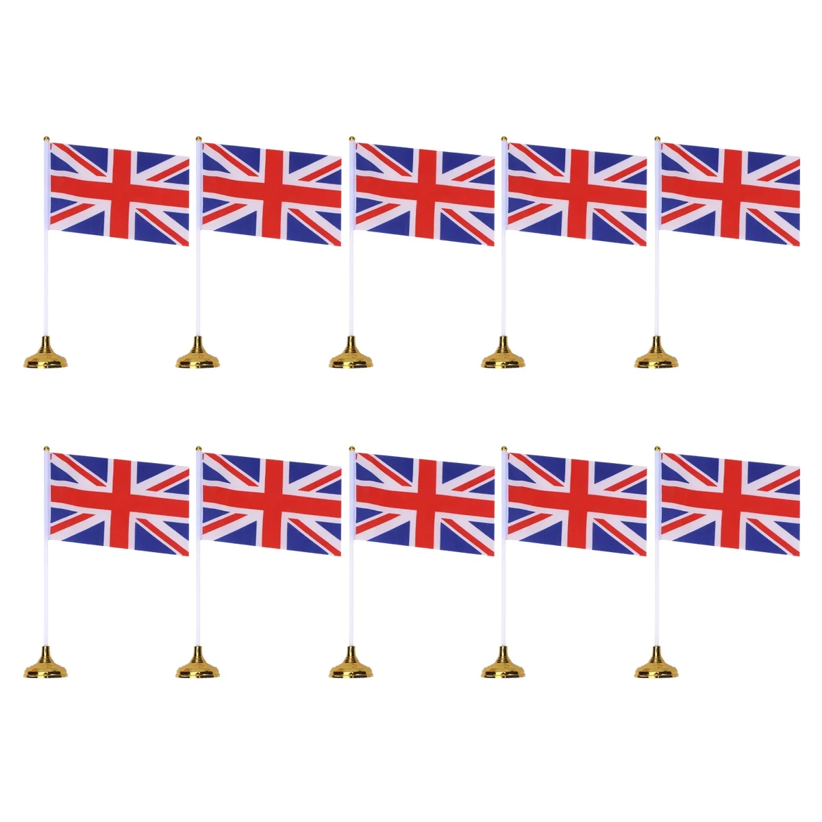 

30Pcs Britain Desktop Flag Polyester Fastness Gold Base Stable Table Decoration Small Uk Stick Flag for Historical Events