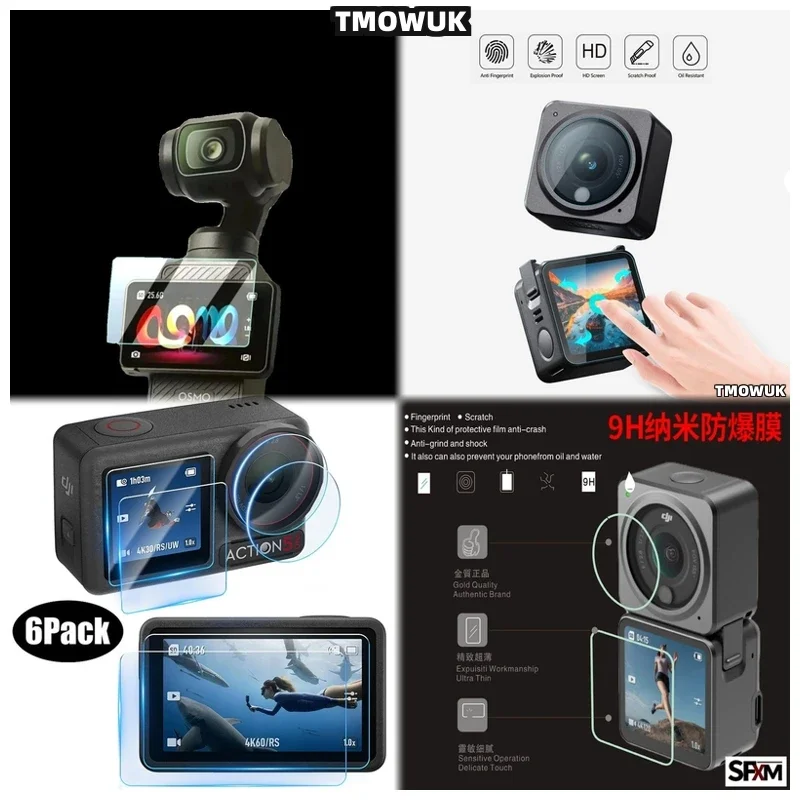 

For DJI Pocket 1 2 Osmo Pocket 3 Action 2 4 Pro - Long - Lasting Tempered Glass Screen Protector And Lens Cap