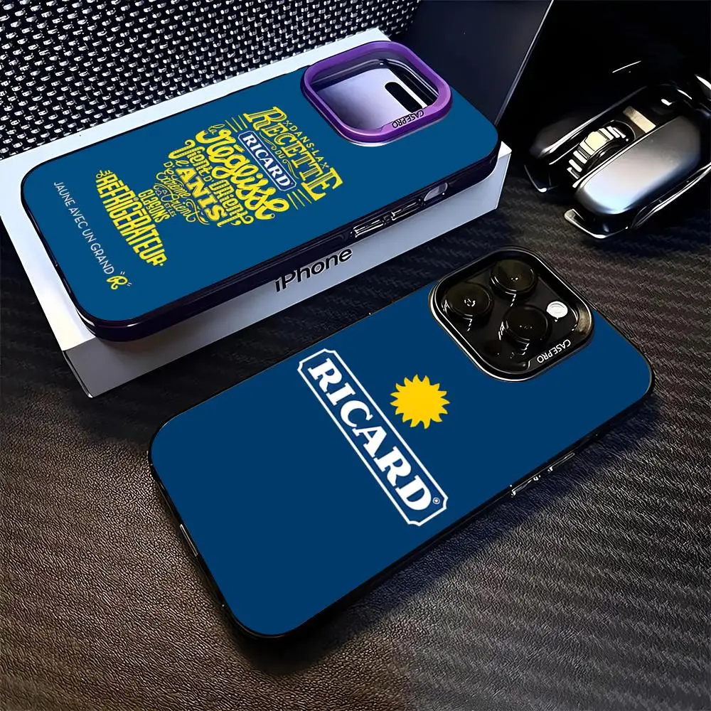 Funda de teléfono Ricard para iphone 16 15 14 13 11 12 Pro Max Xr Xs Plus cubierta dura negra plateada