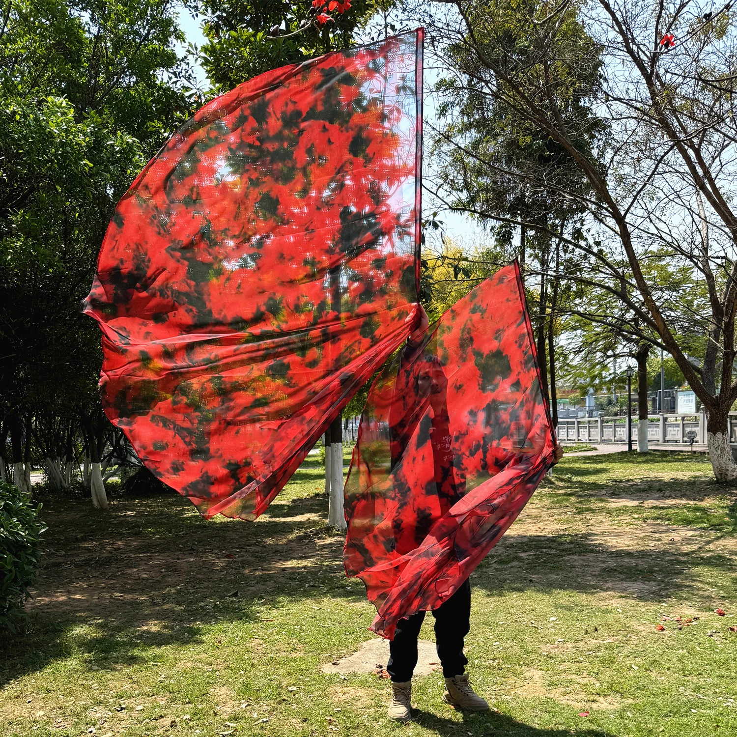 

Tie-dyed Chiffon Semicircle Angel Wing Stage Props Premium Dance Church Banners Faith Worship Flags Sports Praise Flags Set of 2