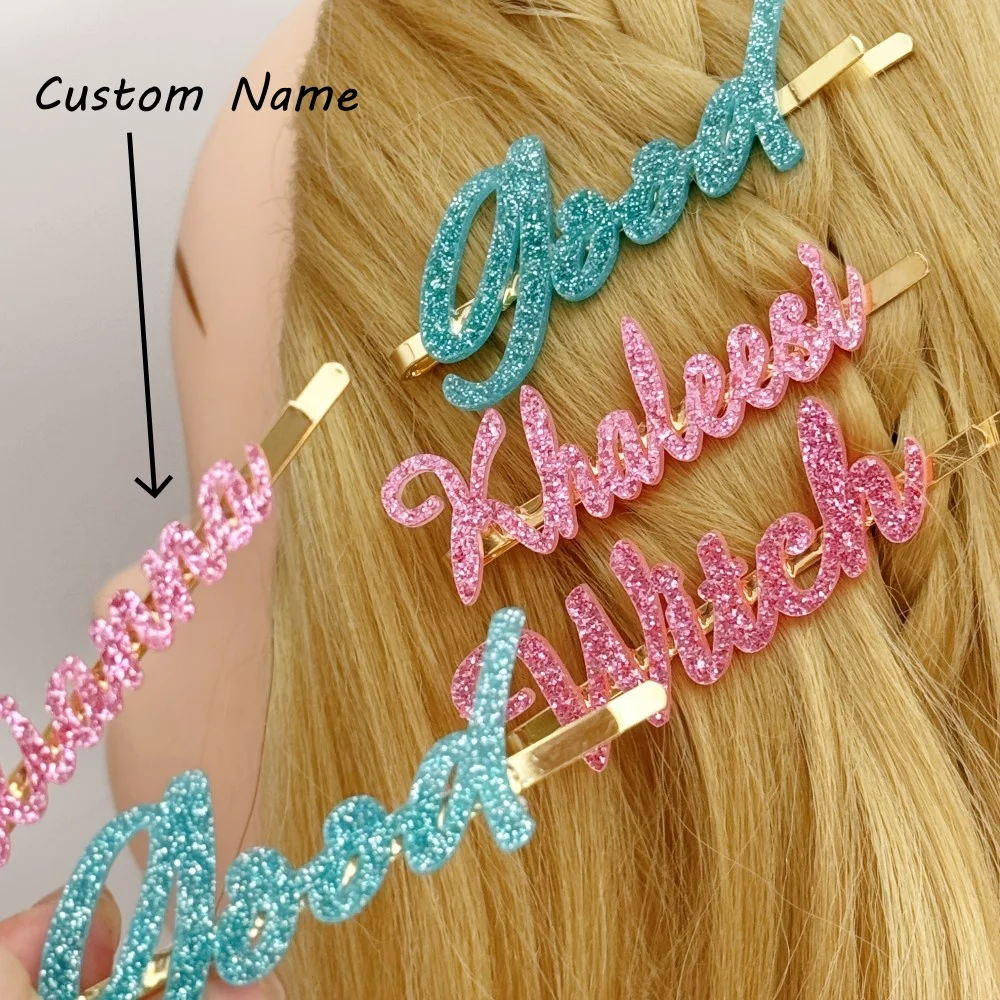 

Custom Name Hair Clip Pins Colorful Stylish Words Personalized Hair Pins Barrette for Women Girls Hair Accessory Bridesmaid Gift