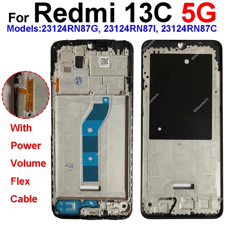 For Xiaomi Redmi 13 13C 14C 14R 15C 4G 5G LCD Middle Frame Housing LCD Front Housing Bezel Chassis Shell Replacement Repair