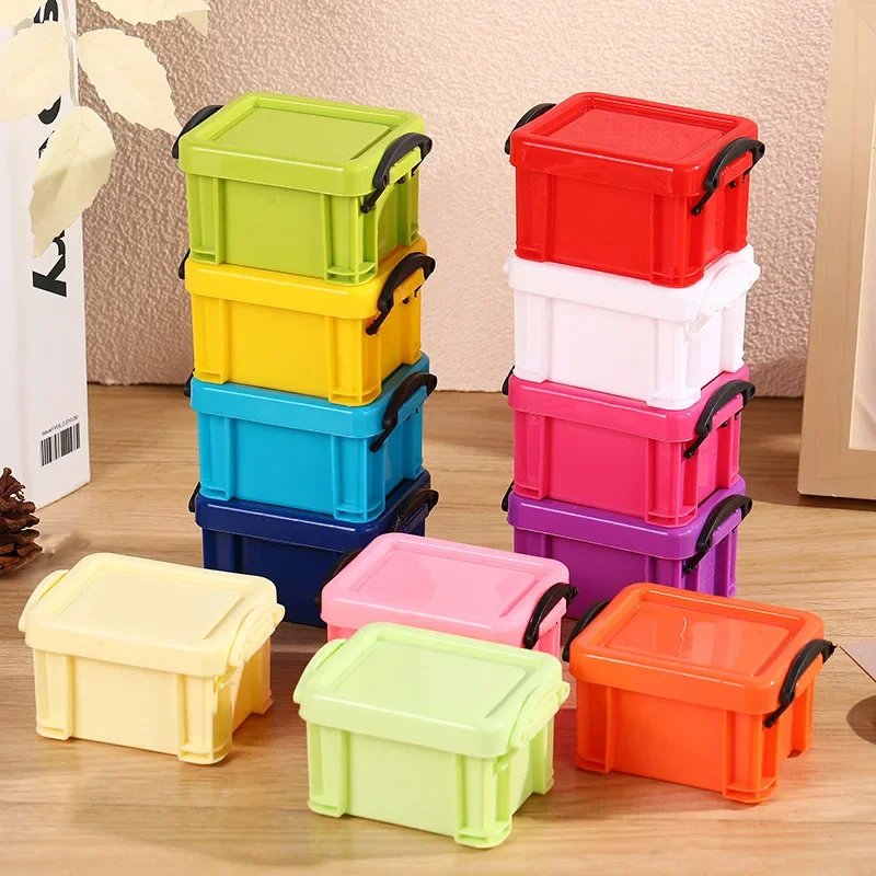

Small Desktop Storage Box Mini Lock Buckle Stationery Cosmetics Storage Box Extra Small Desktop Storage Box