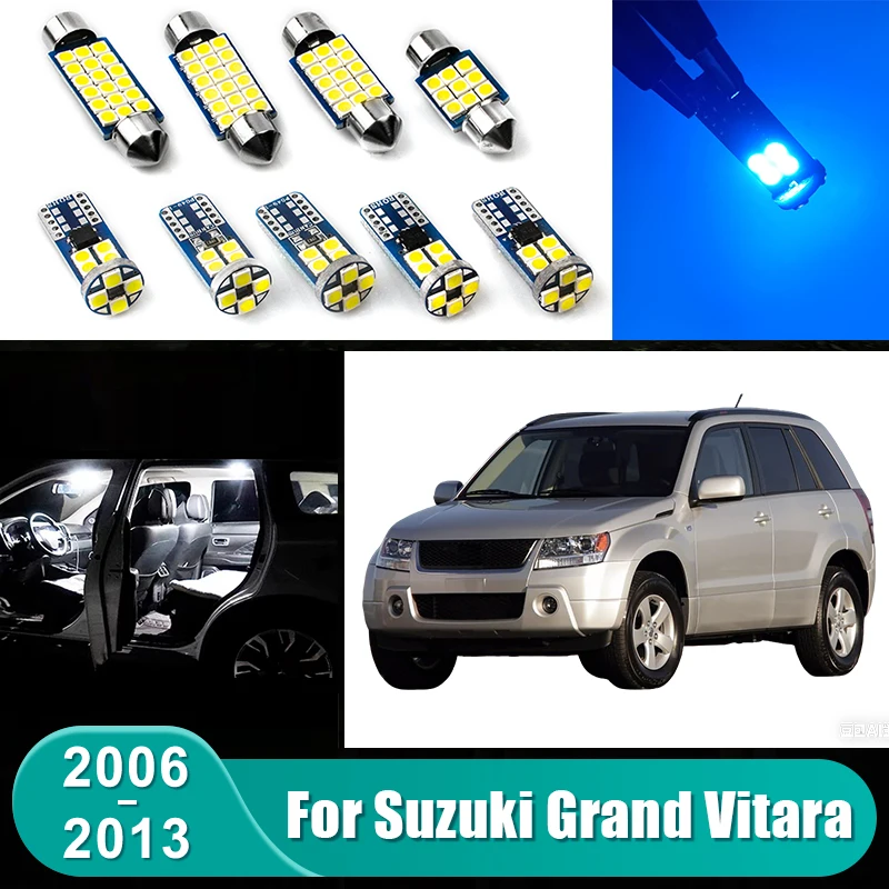 Für Suzuki Grand Vitara Grand Nomade Escudo 2006 2007 2008 2009 2010 2012 2013 12-teiliges Auto-LED-Kit Innenraumbeleuchtung Zubehör
