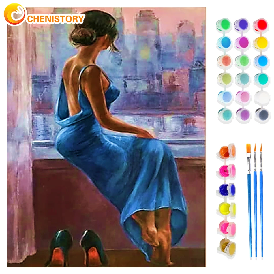 

CHENISTORY Picture By Number Girl Landscape For Home Decoration Kits Drawing On Canvas Handpainted Painting Diy Handwork Art