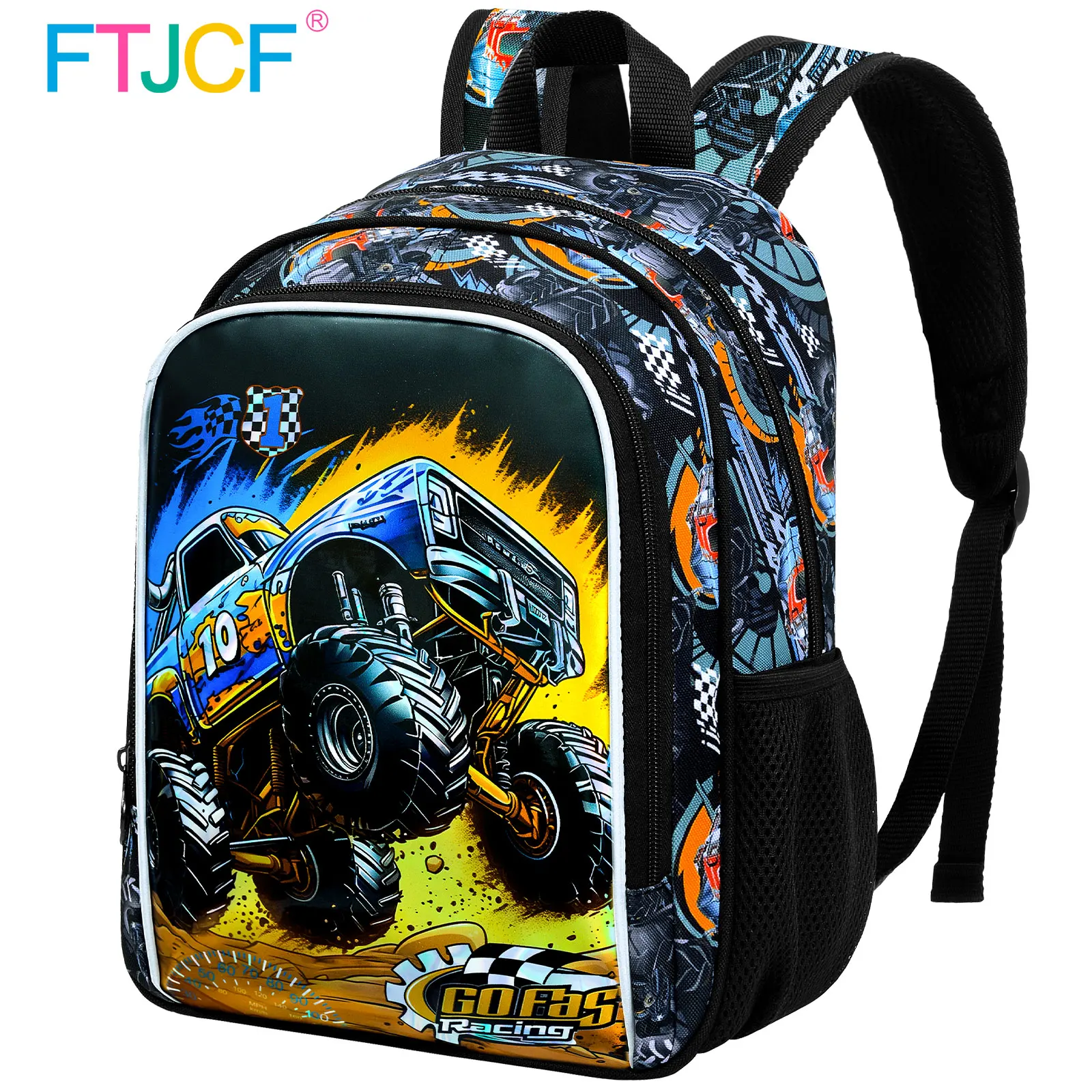 

13" Truck Toddler Backpack for Boys, Car Kids Bookbag. School Backpacks for Preschool Kindergarten (Black)