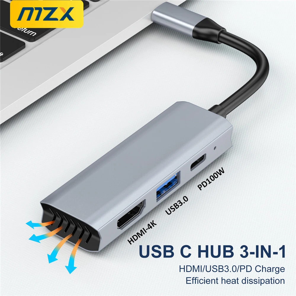 MZX USB C Hub Docking Station HDMl 4K 30Hz PD100W 3.0 3 0 Type C Concentrator Adapter Splitter Dock PD 100W Extensior for Laptop