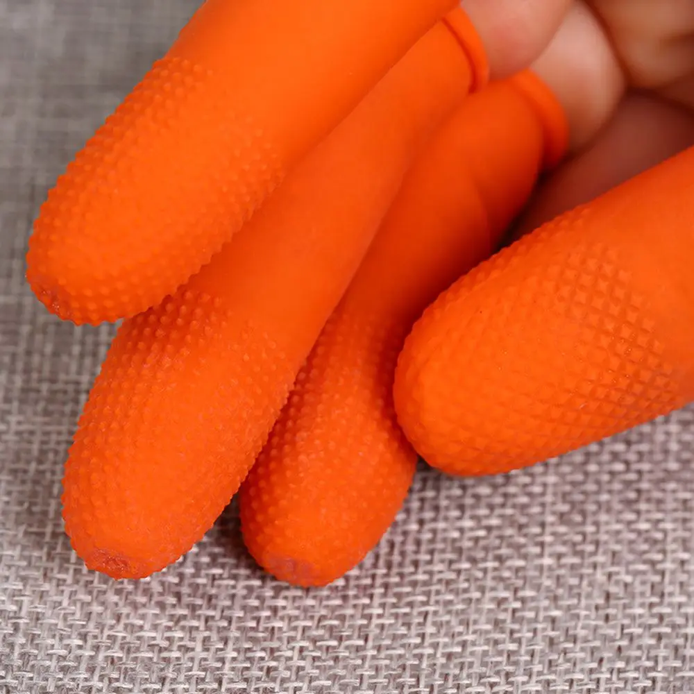 100PCS Cleaning  Accessories Nail Art Tool Natural Latex Finger Cover Orange Finger Cots Rubber Gloves Protector Gloves