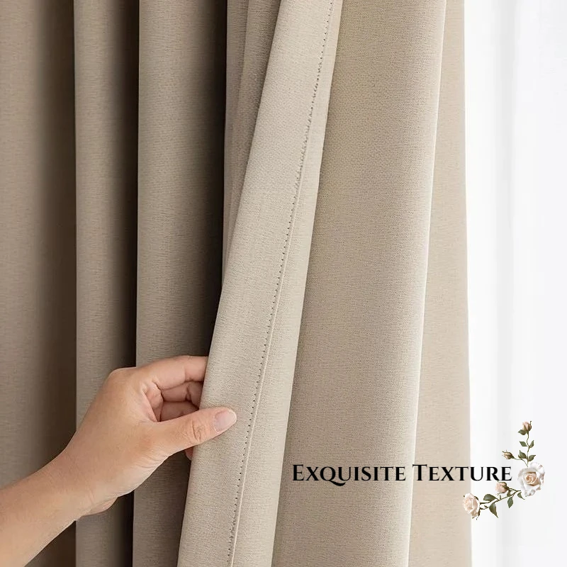 Ins Modern style parlor thick Grommet Top curtains insulation Blackout bedroom washable curtain decoration hotel sunshade cloth