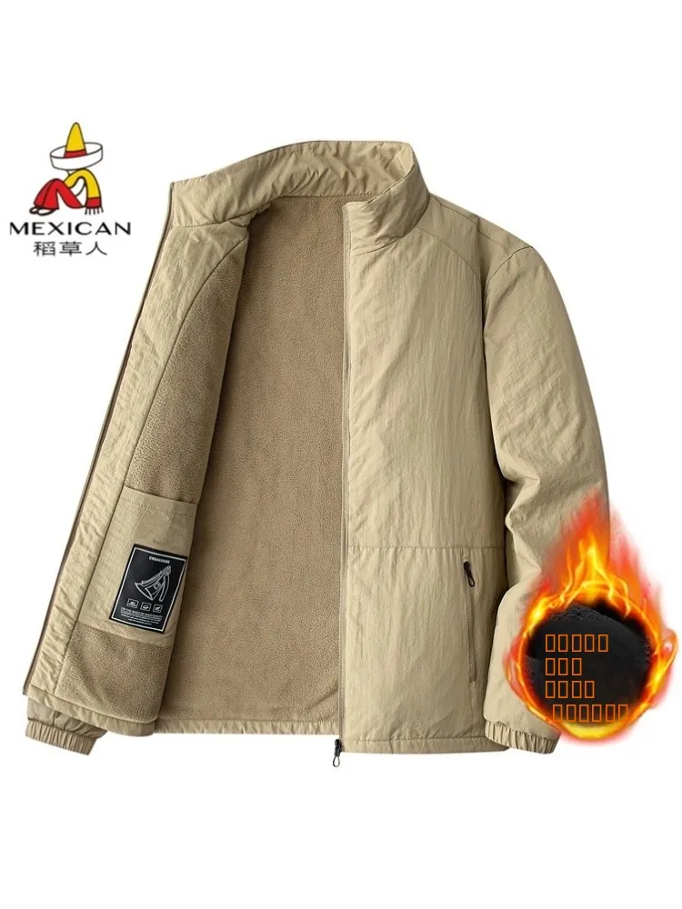 

Мужское уличное пальто с подкладкой Fce, свободный крой, ветрозащитное теплое пальто с воротником-стойкой, осенне-зимнее пальто, повседневное длинное пальто на молнии све