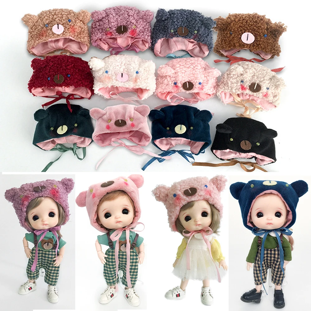 

New Ob11 Dolls Bear Hat Cap Animal Hats Handmade Handmade Cute Dolls Clothes Nendoroid For Obitsu11 Molly Ymy Gsc 1/12 Bjd Doll