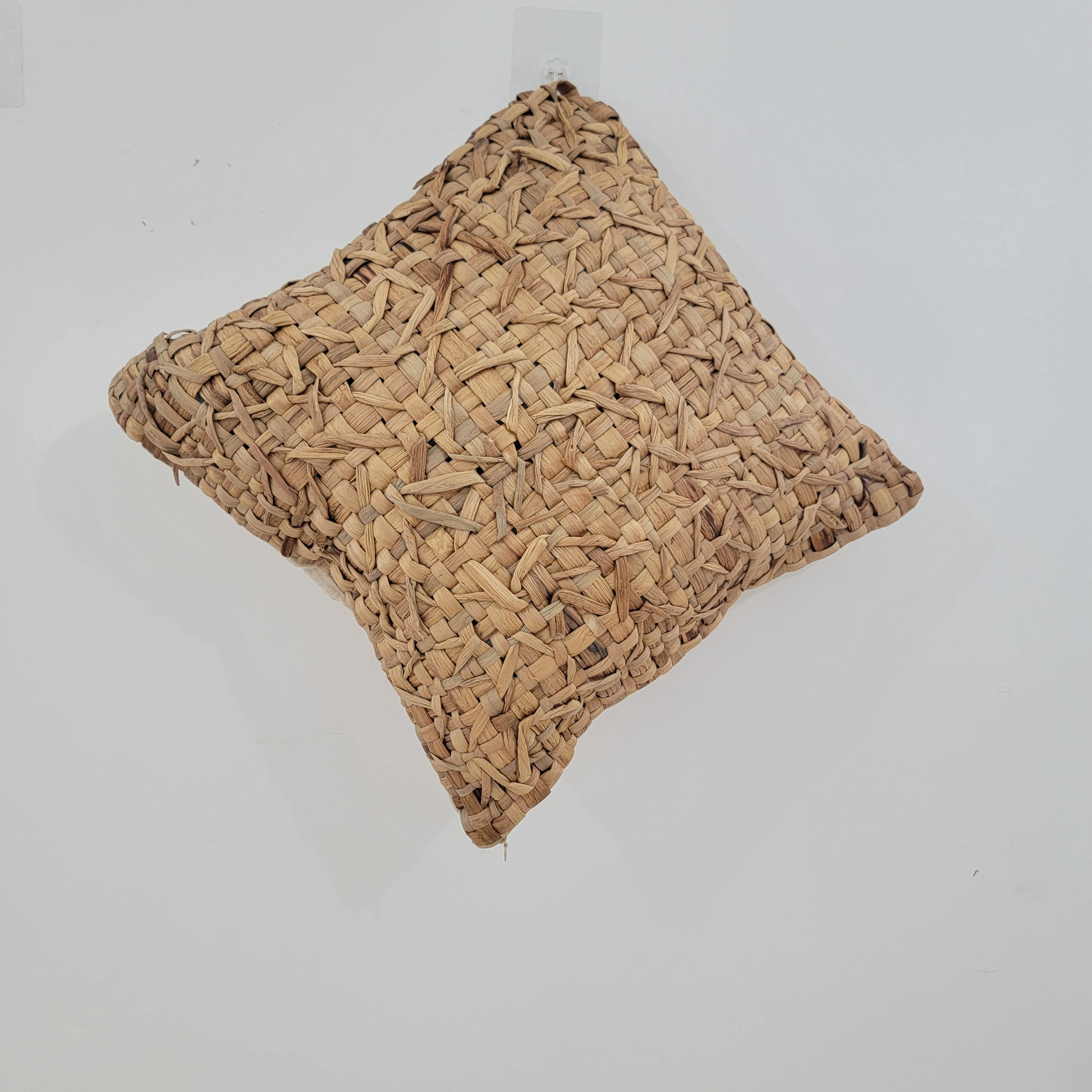 Natural Fiber Crochet Water Hyacinth Pillow Cushion Handwoven Decorative Square Throw Pillow for Sofa Bedroom - Eco-Friendly