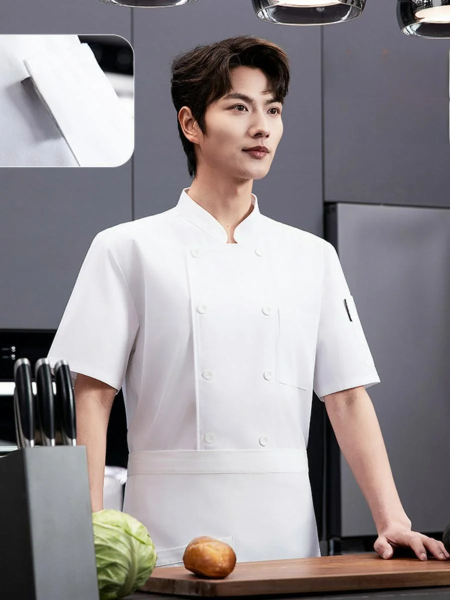 

Легкая дышащая униформа для поваров, для отелей и ресторанов, рабочая одежда для кухни, большие размеры, мужская рабочая одежда, весенний сезон
