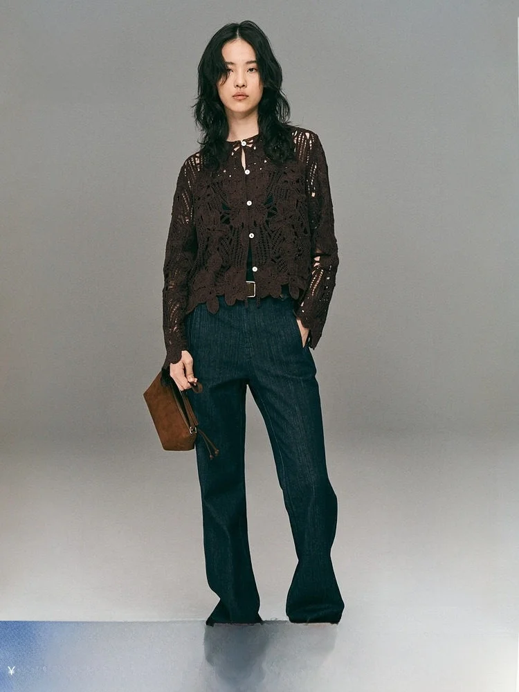 

H&M Women's Knitted Lace Hollow out Cardigan Spring Faion Classy Sle 397 Casual Fit Regular Thin Polyester Fiber