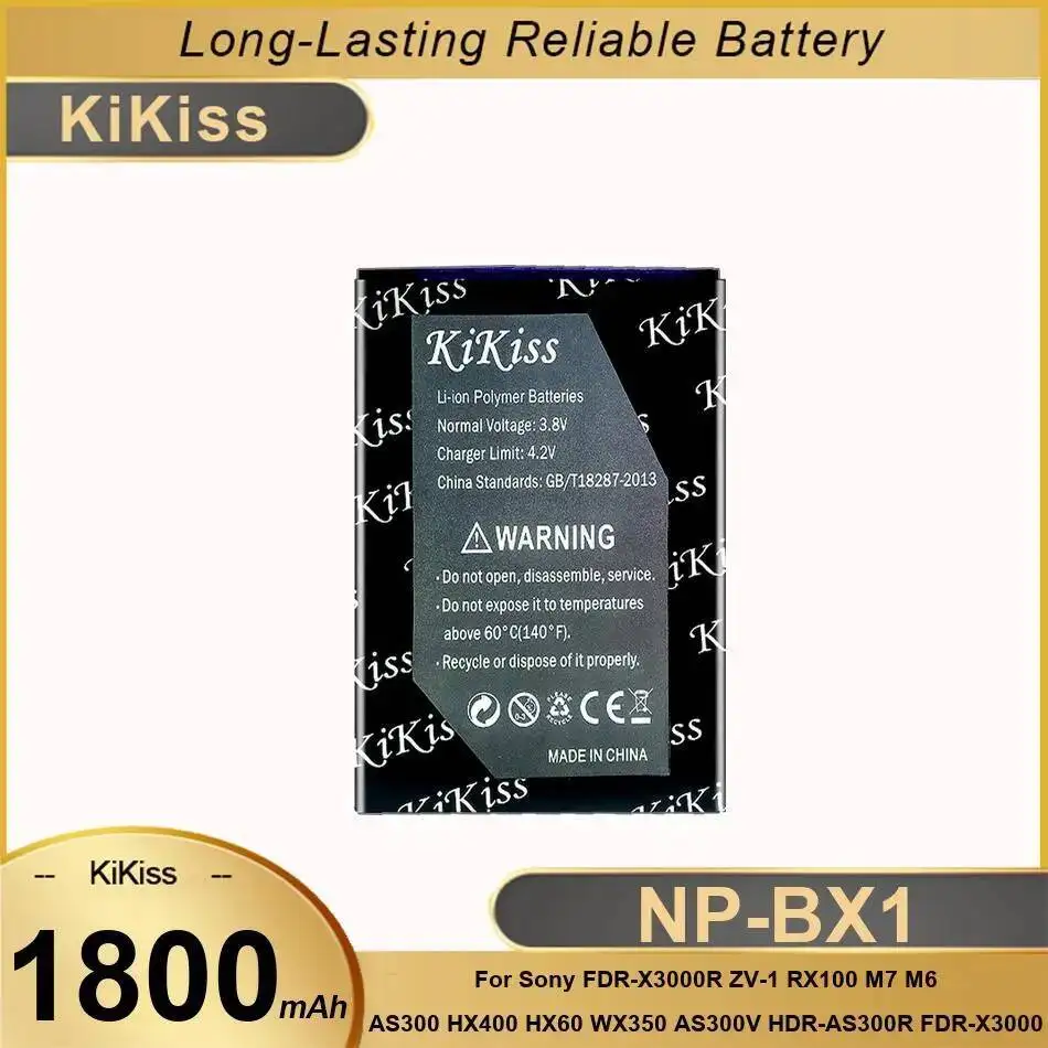 

Аккумулятор для камеры NP-BX1 1800 мАч для Sony Fdr-X3000R ZV-1 RX100 M7 M6 AS300 HX400 HX60 WX350 AS300V Hdr-AS300R Fdr-X3000