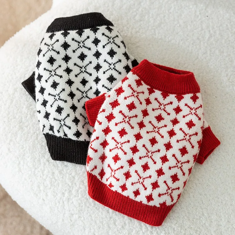 

Casual Plaid Dog Pullover Sweater Teddy Bears Warm Clothes Cat Clothing Dog Two Legged Clothing Autumn and Winter Pet Clothing