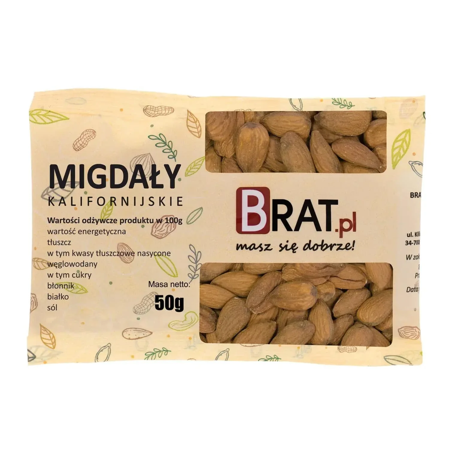 Migdały kalifornijskie prażone 50g