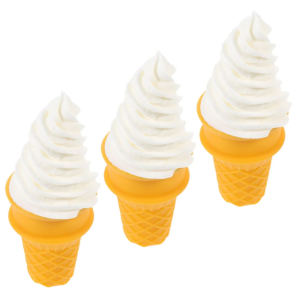 

3 Pcs Ice Cream Simulation Artificial Props Multifunctional Coffee Bar Accessories Fake Cone Dessert Display Toy Lifelike PVC