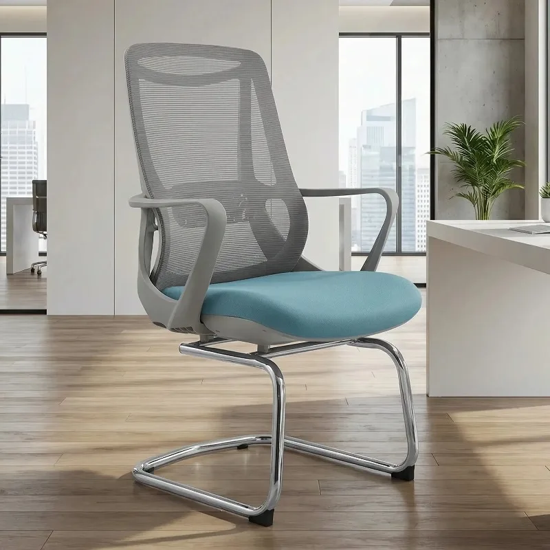 #￥Ergonomic Mid-Back Mesh Office Chair- Bow-Shaped Base for Stable Support