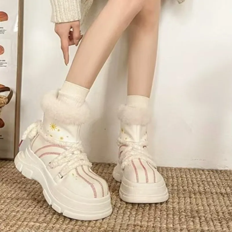 

2025 Winter Thick Soled Snow Boots Women's Faux Fur Lined Slip-Resistant Thermal Shoes Chunky Outdoor Women Cozy Ankle Boots