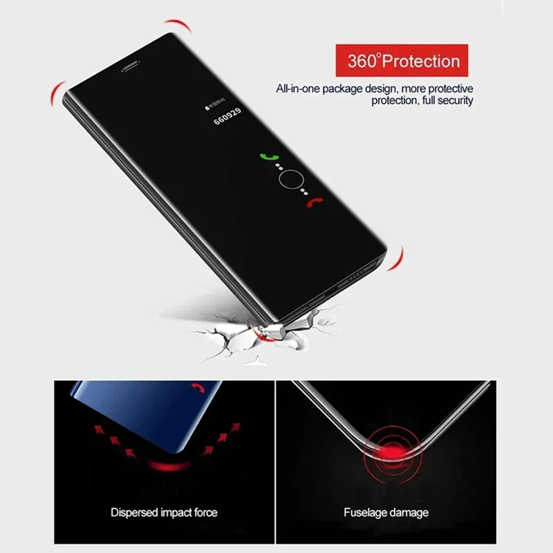 Luxury Mirror Flip Cover For Samsung Galaxy S24 S23 S22 S21 S20 Ultra For Note 20 Ultra Note 10 9 8 S10 S9 Plus For S10 S9 Case