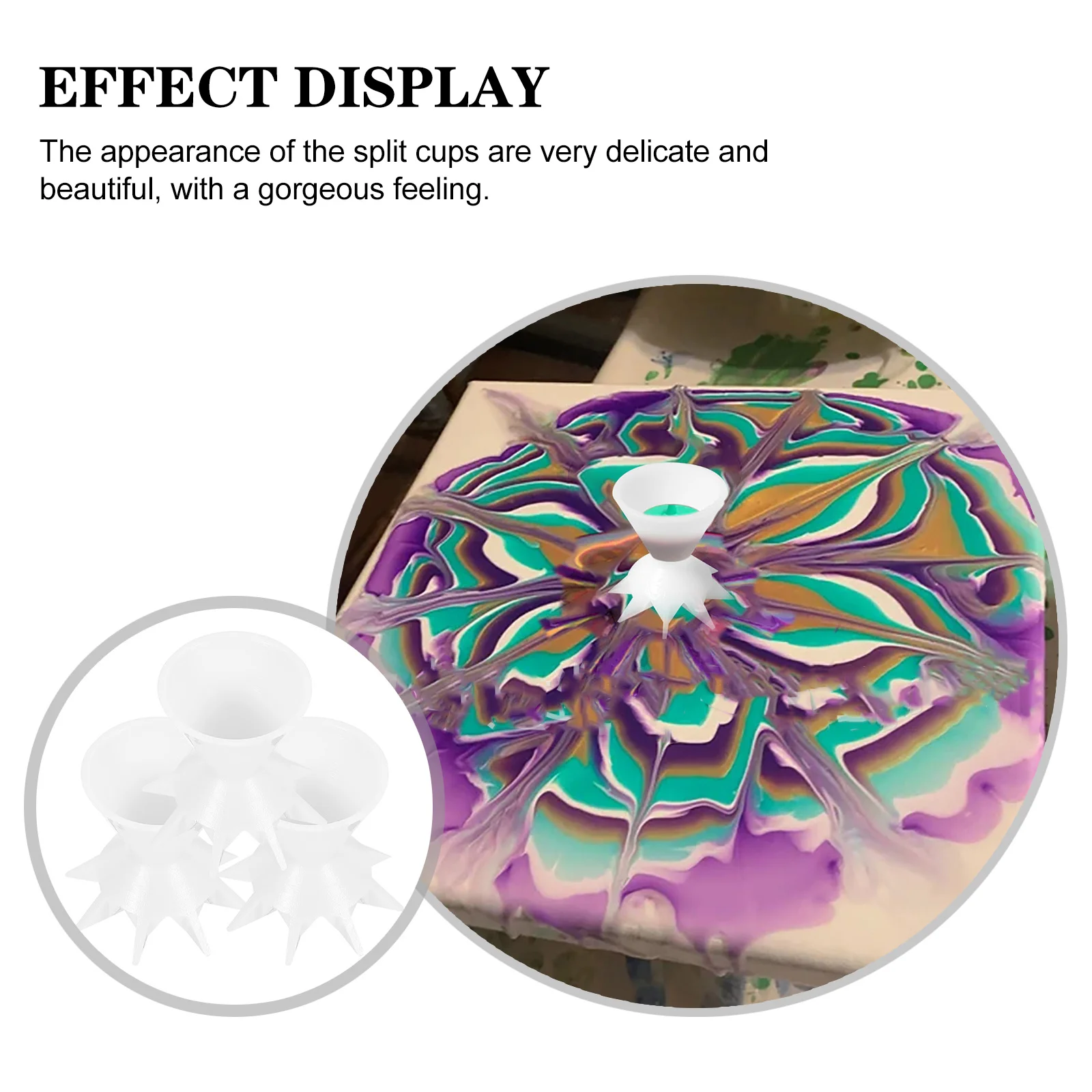 

3pcs Paint Pouring Split Cups Plastic Pigment Mixing Cups Reusable Painting Tools Durable Fluid Splitting Container Easy Clean