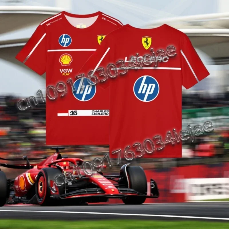 

MOTO New Men's Quick-Drying Locomotive T-Shirt F1 Racing Charles Leclerc 2025 Printed Sports Comfortable Breathable Short Sleeve