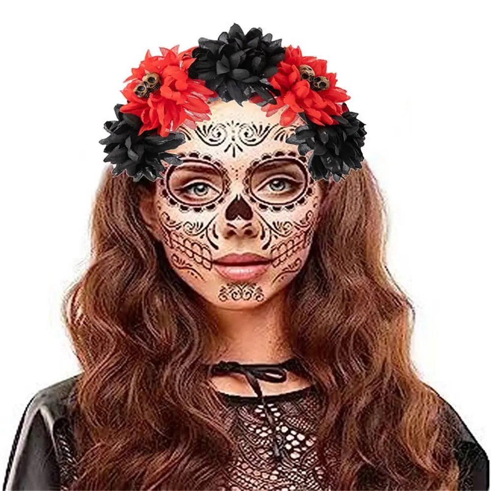 1PC Halloween Rose Flower Headband Mexican Rose Flower Crown  display picture 3