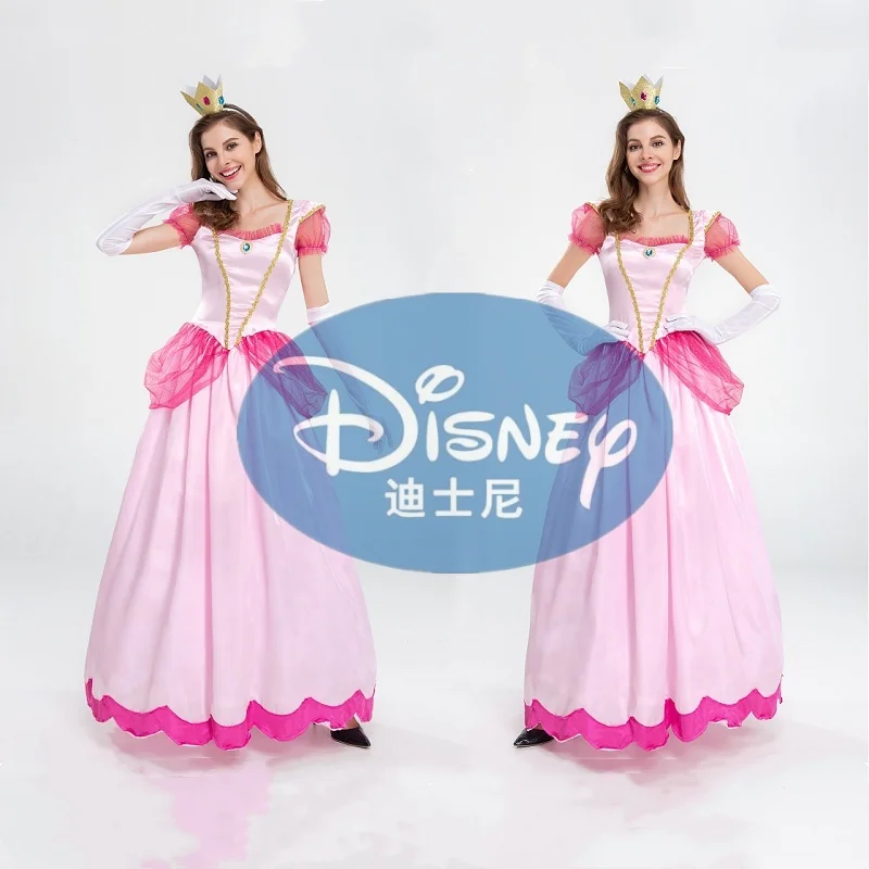 New Princess Dress Palace Party Queen Skirt Pink Peach Blossom Clothes Anime Halloween Costumes For Women Cute Clothing Hot